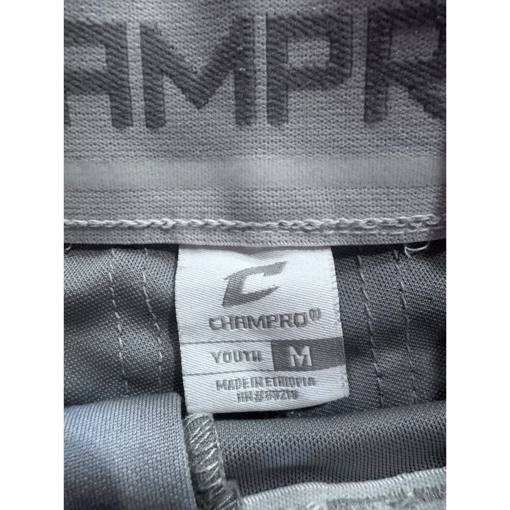 Champro Youth Medium Baseball Pants Grey Maroon Side Stripe Athletic Knickers